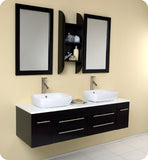 Fresca Bellezza 59" Espresso Modern Double Vessel Sink Bathroom Vanity