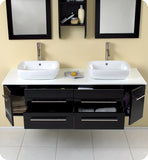 Fresca Bellezza 59" Espresso Modern Double Vessel Sink Bathroom Vanity