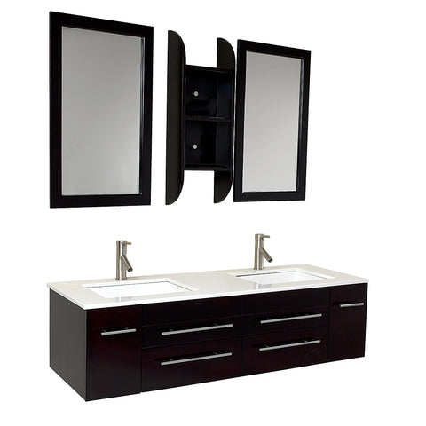 Fresca Bellezza 59" Espresso Modern Double Sink Bathroom Vanity