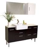 Fresca Serio 56" Espresso Modern Bathroom Vanity w/ Mirror & Side Cabinet