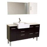 Fresca Serio 56" Espresso Modern Bathroom Vanity w/ Mirror & Side Cabinet