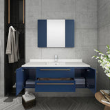 Lucera Modern 48" Royal Blue Wall Hung Undermount Sink Bathroom Vanity Set | FVN6148RBL-UNS