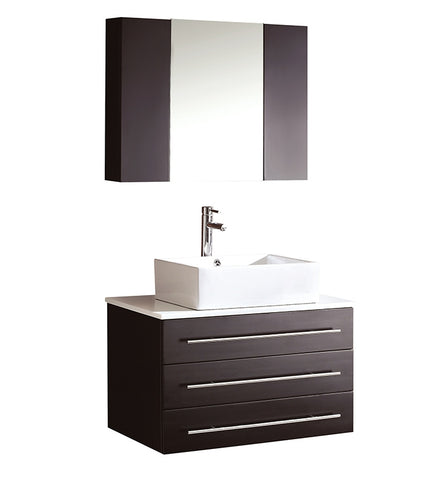 Fresca Modello 32" Espresso Modern Bathroom Vanity w/ Marble Countertop