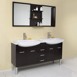 Fresca Vetta Espresso Modern Double Sink Bathroom Vanity w/ Mirror