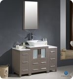 Fresca Torino 48" Gray Oak Modern Vanity w/ 2 Side Cabinets & Vessel Sink