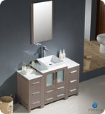 Fresca Torino 48" Gray Oak Modern Vanity w/ 2 Side Cabinets & Vessel Sink