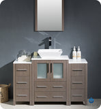 Fresca Torino 48" Gray Oak Modern Vanity w/ 2 Side Cabinets & Vessel Sink