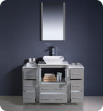 Fresca Torino 48" Gray Modern Bathroom Vanity w/ 2 Side Cabinets & Vessel Sink