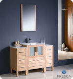 Fresca Torino 48" Light Oak Modern Vanity w/ 2 Side Cabinets & Integrated Sink