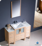 Fresca Torino 48" Light Oak Modern Vanity w/ 2 Side Cabinets & Integrated Sink