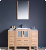 Fresca Torino 48" Light Oak Modern Vanity w/ 2 Side Cabinets & Integrated Sink