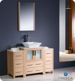 Fresca Torino 48" Light Oak Modern Vanity w/ 2 Side Cabinets & Vessel Sink