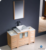 Fresca Torino 48" Light Oak Modern Vanity w/ 2 Side Cabinets & Vessel Sink