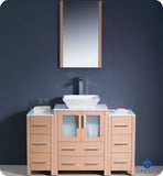 Fresca Torino 48" Light Oak Modern Vanity w/ 2 Side Cabinets & Vessel Sink