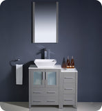 Fresca Torino 36" Gray Modern Bathroom Vanity w/ Side Cabinet & Vessel Sink