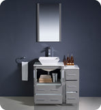 Fresca Torino 36" Gray Modern Bathroom Vanity w/ Side Cabinet & Vessel Sink