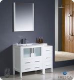 Fresca Torino 42" White Modern Bathroom Vanity w/ Side Cabinet & Integrated Sink