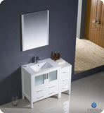 Fresca Torino 42" White Modern Bathroom Vanity w/ Side Cabinet & Integrated Sink