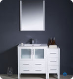 Fresca Torino 42" White Modern Bathroom Vanity w/ Side Cabinet & Integrated Sink