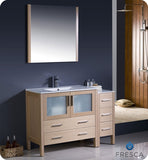 Fresca Torino 48" Light Oak Modern Vanity w/ Side Cabinet & Integrated Sink