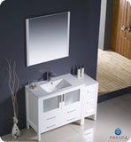 Fresca Torino 48" White Modern Bathroom Vanity w/ Side Cabinet & Integrated Sink