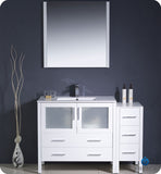 Fresca Torino 48" White Modern Bathroom Vanity w/ Side Cabinet & Integrated Sink