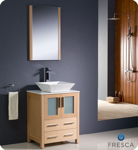 Fresca Torino 24" Light Oak Modern Bathroom Vanity w/ Vessel Sink