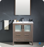 Fresca Torino 30" Gray Oak Modern Bathroom Vanity w/ Integrated Sink