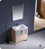 Fresca Torino 30" Light Oak Modern Bathroom Vanity w/ Integrated Sink