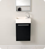 Fresca Pulito 16" Small Black Modern Bathroom Vanity w/ Tall Mirror