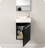 Fresca Pulito 16" Small Black Modern Bathroom Vanity w/ Tall Mirror