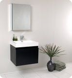 Fresca Nano 24" Black Modern Bathroom Vanity w/ Medicine Cabinet