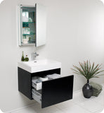 Fresca Nano 24" Black Modern Bathroom Vanity w/ Medicine Cabinet