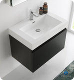 Fresca Mezzo 30" Black Wall Hung Modern Bathroom Vanity w/ Medicine Cabinet