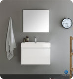 Fresca Mezzo 30" White Wall Hung Modern Bathroom Vanity w/ Medicine Cabinet