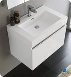 Fresca Mezzo 30" White Wall Hung Modern Bathroom Vanity w/ Medicine Cabinet