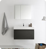 Fresca Mezzo 36" Black Wall Hung Modern Bathroom Vanity w/ Medicine Cabinet