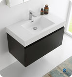 Fresca Mezzo 36" Black Wall Hung Modern Bathroom Vanity w/ Medicine Cabinet