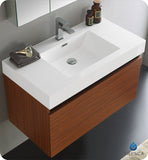 Fresca Mezzo 36" Teak Wall Hung Modern Bathroom Vanity w/ Medicine Cabinet