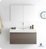 Fresca Mezzo 39" Gray Oak Modern Bathroom Vanity w/ Medicine Cabinet