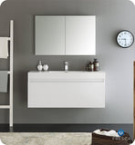 Fresca Mezzo 48" White Wall Hung Modern Bathroom Vanity w/ Medicine Cabinet