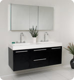 Fresca Opulento 54" Black Modern Double Sink Bathroom Vanity w/ Medicine Cabinet