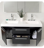 Fresca Opulento 54" Black Modern Double Sink Bathroom Vanity w/ Medicine Cabinet