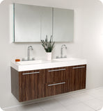 Fresca Opulento 54" Walnut Modern Double Sink Vanity w/ Medicine Cabinet