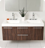 Fresca Opulento 54" Walnut Modern Double Sink Vanity w/ Medicine Cabinet