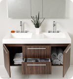 Fresca Opulento 54" Walnut Modern Double Sink Vanity w/ Medicine Cabinet