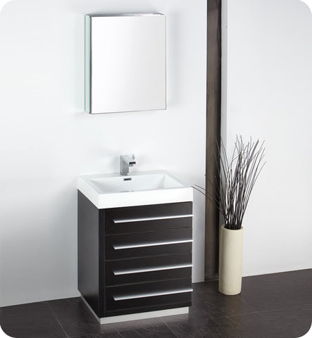 Fresca Livello 24" Black Modern Bathroom Vanity w/ Medicine Cabinet