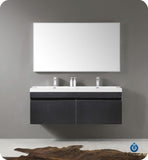 Fresca Largo 57" Black Modern Bathroom Vanity w/ Wavy Double Sinks