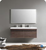 Fresca Largo 57" Gray Oak Modern Bathroom Vanity w/ Wavy Double Sinks