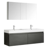 Fresca Mezzo 60" Wall Hung Double Sink Vanity